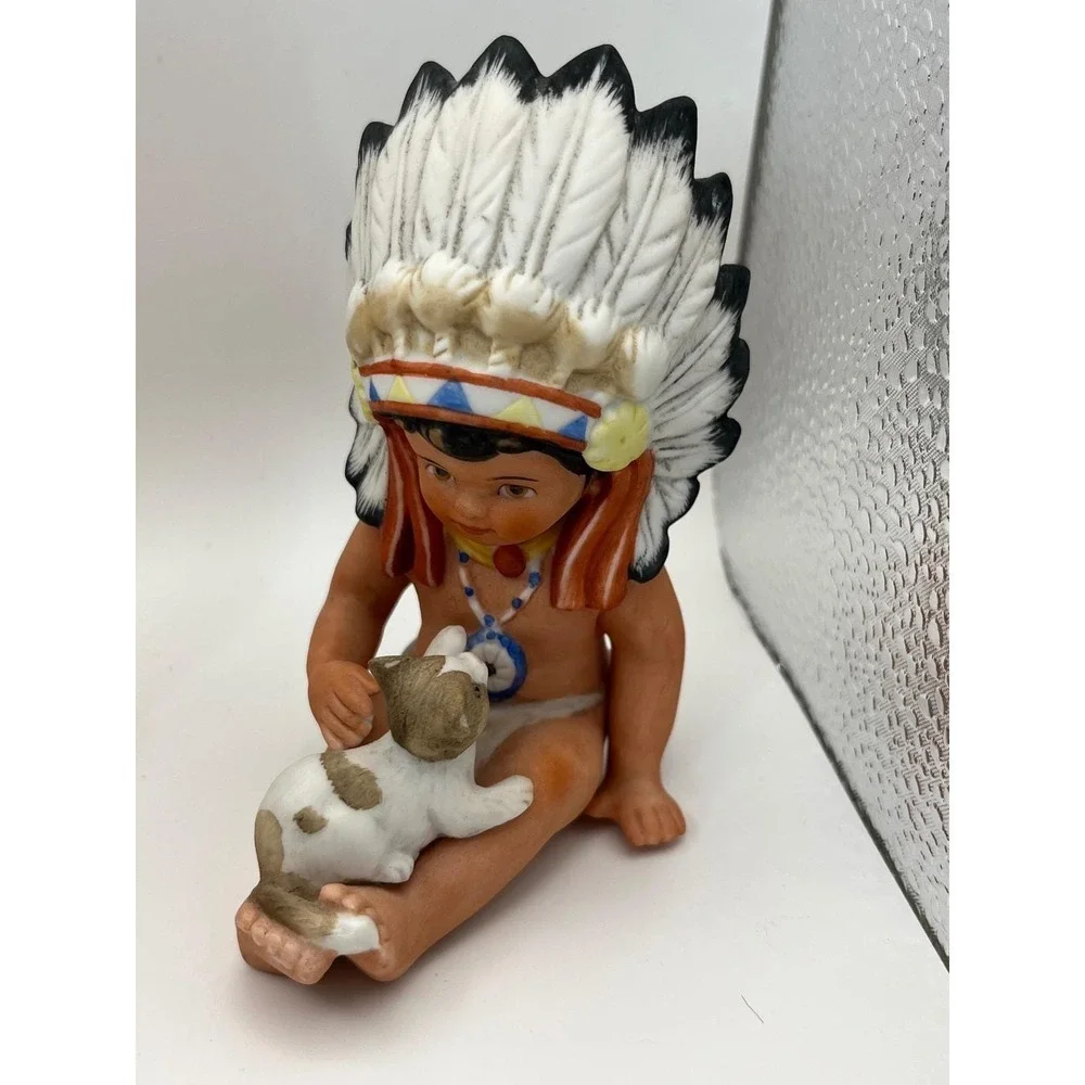 Vintage 1985 Gregory Perillo Sagebrush Kids Figurines Native American Set of 6